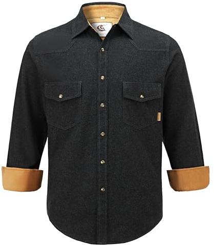 Coevals Club Chemise Flanelle Homme Chemise de bûcheron Homme Manches Longues Carreaux Boutons-Pression Coton avec Poche Coupe Normale Chemise décontractée