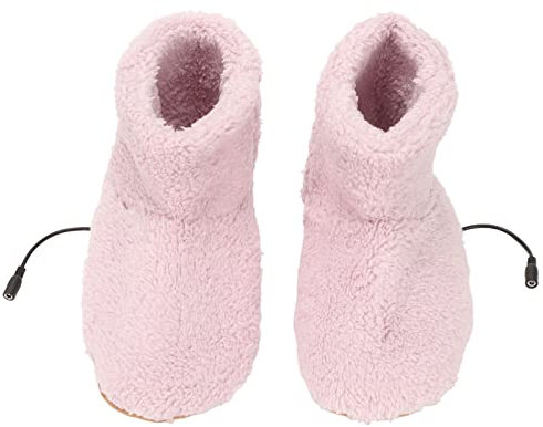 Fockety Beheizter Fußwärmer, Weiche, Entspannende Elektrische Plüsch-Heizstiefel, Wärmende Hausschuhe mit USB-Aufladung Zur Linderung von Fußsteifheit, Muskel- und Gelenkschmerzen (Rosa)
