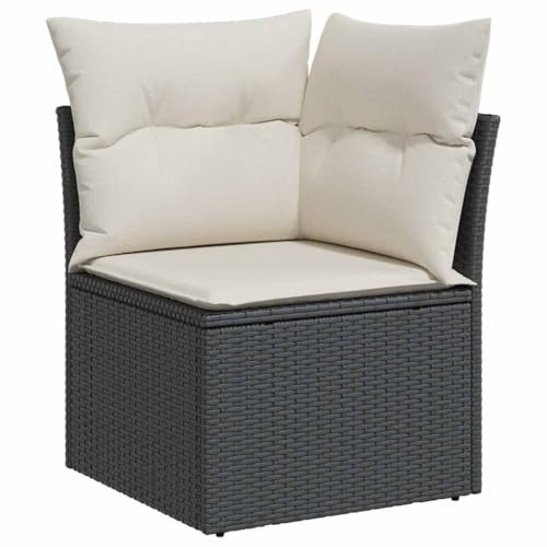 vidaXL Canapé de Jardin avec Coussins 2 Places, Siège avec Dossier, Meuble de Patio Arrière-Cour Terrasse Extérieur, Noir Résine Tressée