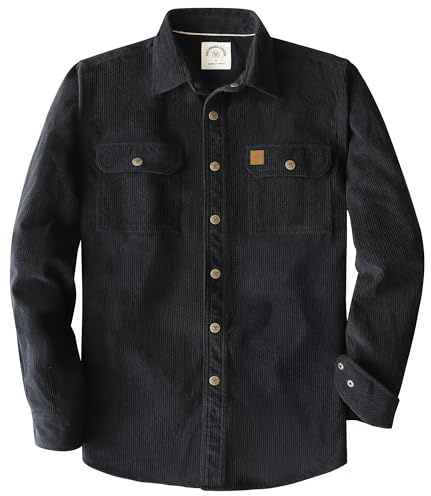 Dubinik® 8.3 oz Lourd Chemise Homme en Velours Côtelé Vintage Casual Veste Manches Longues Pression 2 Poche Regular Fit