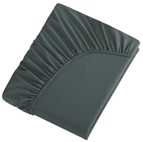 Tifschlaf Spannbettlaken 180x200cm Grau Bettlaken - Spannbetttuch 180x200 aus Weich Mikrofaser, Betttuch Bett Laken Bezug 180 x 200 Anthrazit 30 cm Tiefe Tasche, Bed Fitted Sheet Bedsheet