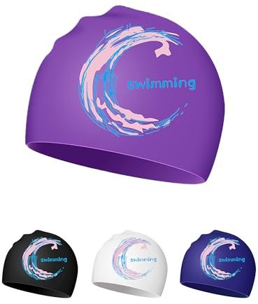 Swimming Cap - Silicone Swim Cap for Women Men Adults Teenagers (Purple)