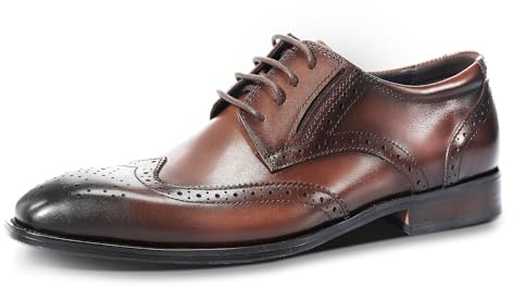 Allthemen Chaussure Homme Cuir Oxford Derby Formelle Brogue à Lacets pour Costume Mariage 40-45EU Marron 42 EU
