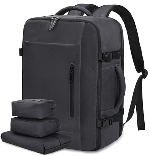 LOVEVOOK Mochila de Viaje para Avión, Equipaje de Mano, Bolsa para Cabina para Vuelos, Mochila de Viaje para Mujer y Hombre, Mochila Porta PC para Escuela, Trabajo, Senderismo, gris oscuro, 18 Pollici