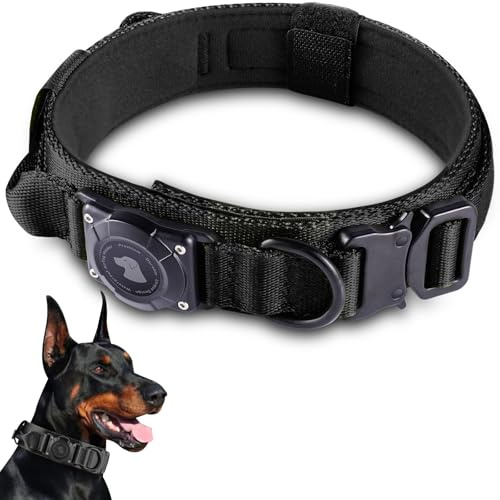 2026 Upgrade Waterproof Tactical AirTag Dog Collar, Built in AirTag Holder