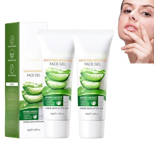 2Pcs Gel di Aloe Vera, Gel di Aloe Vera Biologico, Idratante Viso e Corpo di Aloe Vera Pura Organica, Crema Naturale di Aloe per Pelle Secca, Scottature Solari, Acne, Lenitiva e Idratante 40g cream9-1
