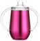 Stgbcst Biberon d'apprentissage en acier inoxydable de 300 ml avec poignée - Gobelet d'apprentissage personnalisé à double couche - Anti-fuite et anti-fuite - Avec bec de canard (magenta)