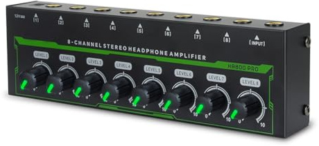 Giwnhvx HA800 Pro Amplificatore per Cuffie 8 Canali Amplificatore Stereo RGB Amplificatore Microamplificatore per Mixer Musicale Amplificatore Suono Registrazione (UE)
