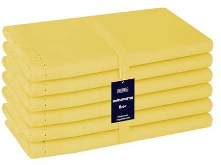 Cottoniva Stoffservietten Set aus 6-100% Baumwolle, 46x46 cm Servietten, Weich, Wiederverwendbar und Langlebig - Perfekt für Abendessen, Hochzeiten, Partys und den Alltag Servietten Gelb