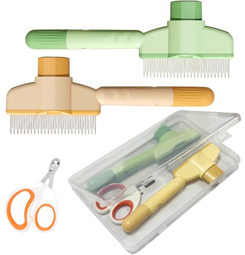 2PCS Spazzola Gatto(tagliaunghie gatto+scatola per riorganizzare), Spazzola Gatto Pelo Lungo | Spazzola per Gatti & Spazzola per Cani, Kit di Cura Completa per Animali Domestici