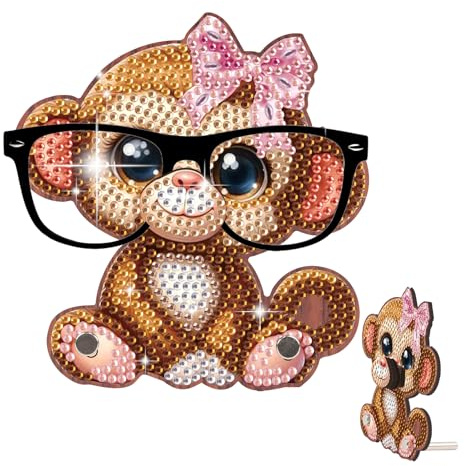 SHEGZHUC Diamond Painting Divertido soporte para gafas mono, pintura de diamantes, forma de animal, mono, gafas de sol, almacenamiento de gafas, regalo para escritorio, oficina en casa, decoración