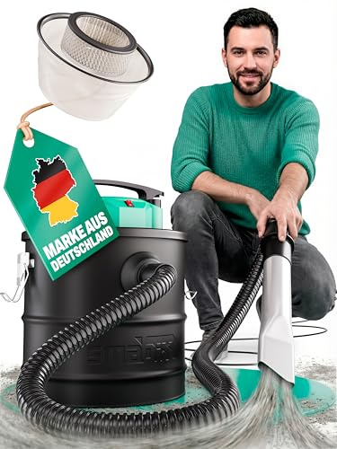 Smabix® Aschesauger, 18L Tankvolumen, 1200 W Leistung, inkl. HEPA-Filter und Staubfilter, Aschesauger für Kamin, Pelletofen, Feuerschalen u.v.m.