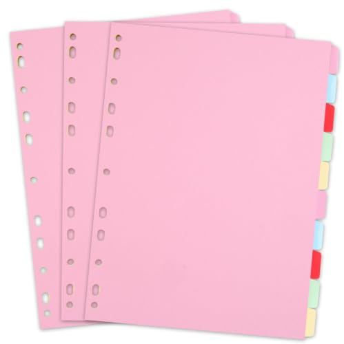 A4 File Dividers 10 Tabs, 3 Packs Paper Folder Dividers for Ring Binders | 10 colored paper divider; quick subject sorting; fits A4 ring binders & lever-arch files, ideal for office study organisation