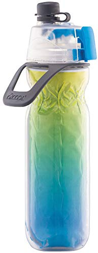 O2COOL Mist 'N Sip Misting Water Bottle 2-in-1 Mist And Sip Function With No Leak Pull Top Spout Reusable Sports Water Bottle - 20 oz (Blue Ombre)