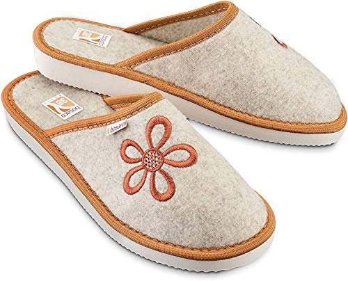 Bosaco Zapatillas De Casa Mujer Fieltro Pantuflas Casa Mujer BEK (38 EU, Mandarina)