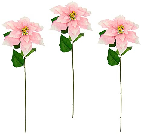 Flair Flower Poinsettia, fiore artificiale con glitter, stella di Natale, singolo ramo di Natale, decorazione natalizia, ideale come regalo per la tavola