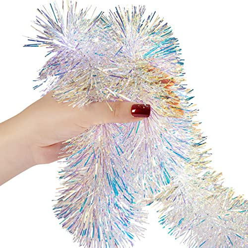 Aurorava Tinsel Garland Christmas Ornaments – Premium Polar Light Film Garlands for Decoration – Multiple Colors Reflective Christmas Party Decor