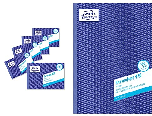AVERY Zweckform 300-5 Quittungsblock 5er Pack weiß & 426 Kassenbuch weiß