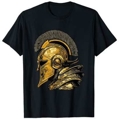 Casco Guerriero Spartano Oro | Gladiatore Greco Sparta Maglietta