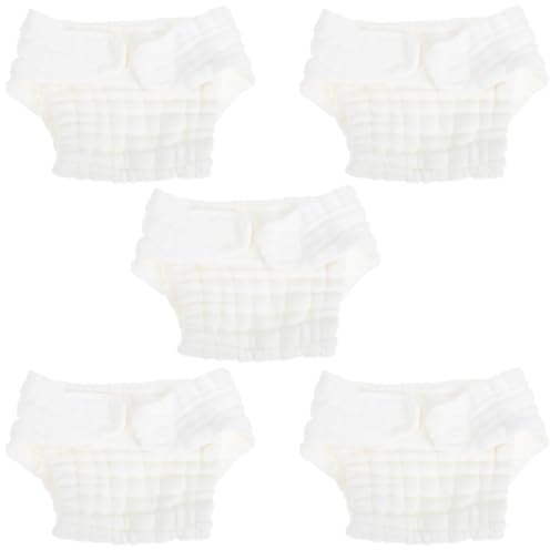 Healifty Newborn Diapers 5pcs Diaper Baby Cloth Newborn Pure Cotton Mustard White Washable Baby Diapers