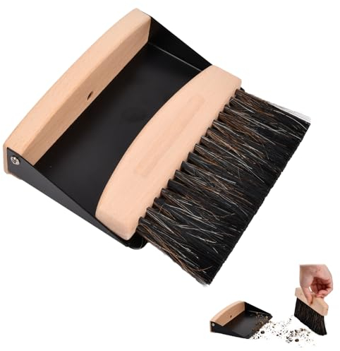 Tischbesen und Kehrschaufel Set Tragbare Magnetische Tischbürste aus Holz Kleines Tischbürsten Reinigungsset zum Reinigen von Tischen, Staub und Schmutz