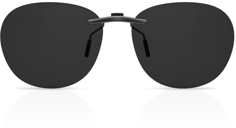 Goiteia Lunettes de soleil à clipser pour enfants sur lunettes de vue, lunettes de soleil polarisées à clipser pour garçons et filles, ajustement compact, ne se replie pas, gris, 50*42mm
