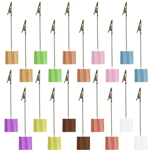 Orssmigs 20 Pezzi Portafoto con Mollette Porta Memo Clip Porta Segnaposto Clip Mollette Portafoto con Base Porta Foto con Mollette per Ufficio, Matrimonio, Festa, Casa (bqj)