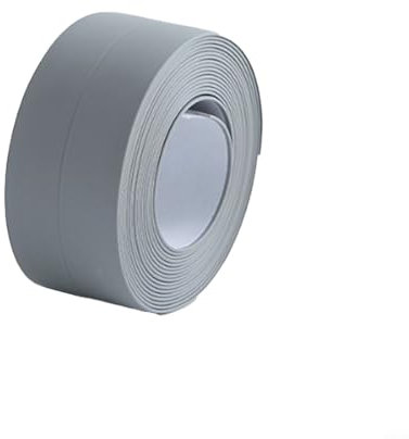 CNANRNANC Bande d'étanchéité en PVC pour salle de bain, salle de bain, toilettes - Résistant à la moisissure - Pour l'étanchéité des baignoires, des panneaux et des bacs de douche (gris)