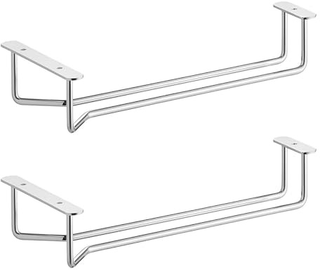 OCS Parts 2-Pack 10-Inch Wine Glass Hanger Racks | Chrome | Undercabinet Kitchen Glass Hanger for Stem Glassware