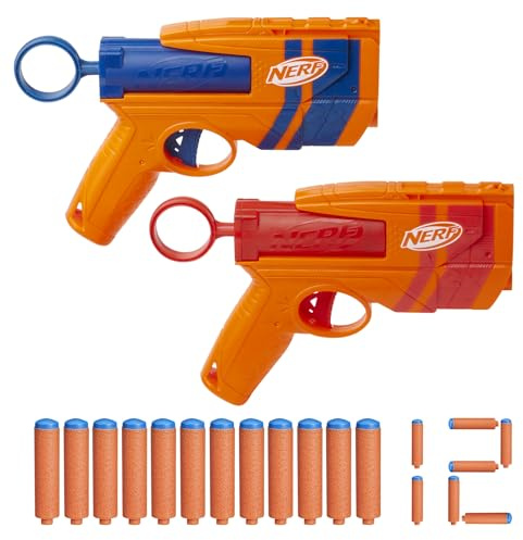 Nerf N Series, Duo Pack de Blasters à fléchettes et 12 fléchettes N1, Lanceurs de Fléchettes Haute Performance pour Enfants – Jeux de Tir d’Extérieur – Design Portable et Facile à Amorcer, Jouet