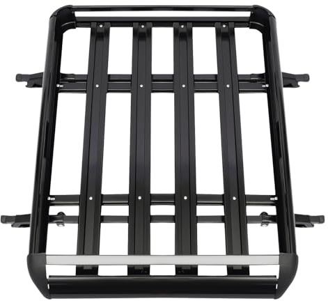 Acrosspart Grand Porte-Bagages en Aluminium Noir Porte-Bagages pour Voiture en Aluminium Panier Baignoire pour Chargement Rail Universel Porte-Bagages pour Toit Jusqu'à 68KG