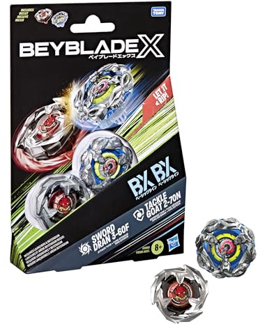 Hasbro Beyblade X, Tackle Goat 2-70N e Sword Dran 3-60F, Set Dual Pack