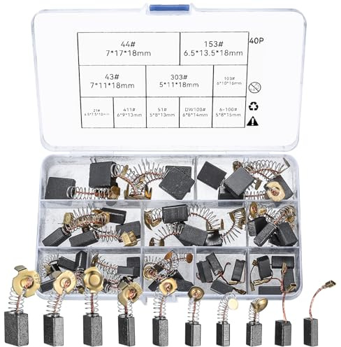 Tenbrachian 40 Pz Carboncini Motore Elettrico, Spazzole Carboncini per Motori Elettrici, Spazzole di Carbone Per Utensili Elettrici, Spazzole di Ricambio per Utensili Elettrici Smerigliatrice Angolare