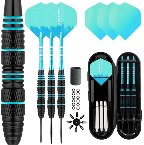 Lavishio LavishioProfessional Steel Tip Darts Set 3 Aluminum Dart Shafts Steel Tip Dart Set Professional Darts Steel Tip Set + Extra 3 Dart Flights 3 Replace Plastic Shaft (blue green)