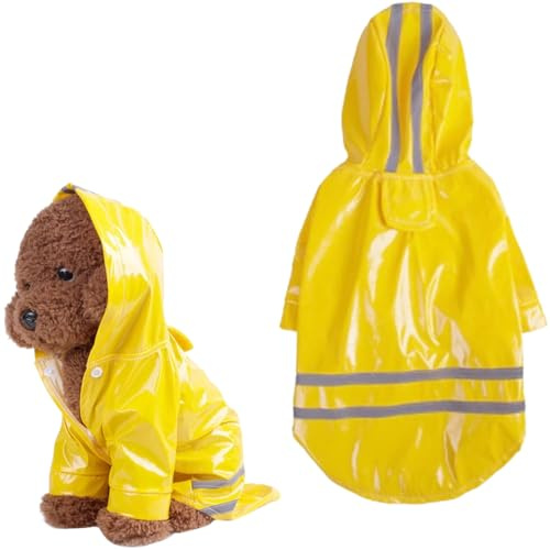 COYUN Cappottino Catarifrangente per Cani Gatto,Ultraleggero Cappotto Impermeabile Cane Antipioggia, Per Cani di Piccola Taglia,Giallo(XS)