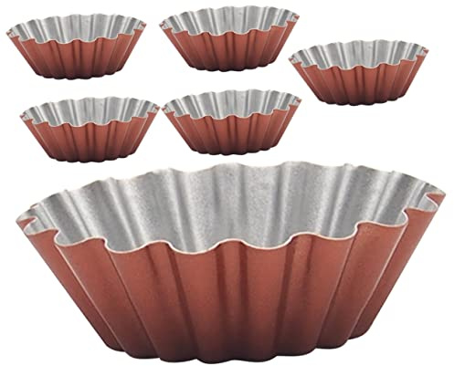 Alipis Reusable Baking Tools 6pcs Egg Tart Molds Pudding Moulds Tartlet Pans Muffin Tins Perfect for Afternoon Tea