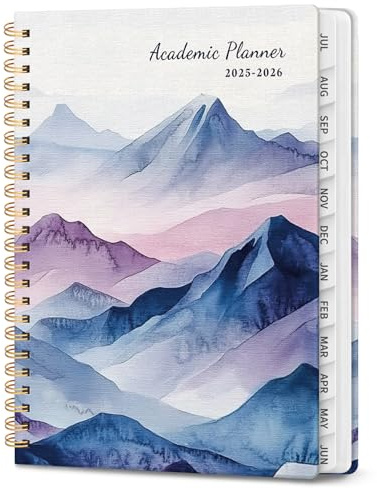 Planner 2025-2026, Monthly and Weekly Calendar Academic Planner (July 2025 - June 2026), Hardcover Student Teacher Planning Agenda Book with Tabs, Perfect for Office School Supplies, A5 (6.3 x 8.5