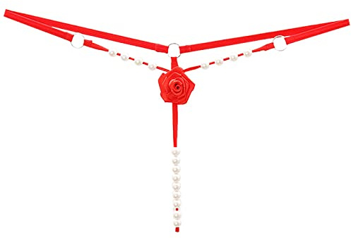 Générique String Perles pour Femme Culotte Ouvert en Dentelle String Sexy Slips Lingerie Confortable pour Cadeau Saint-Valentin Fête