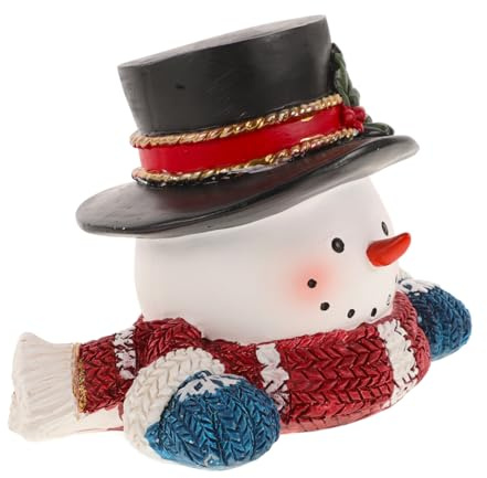Yardwe Small Christmas Decorations Resin Snowman Figurine Cute Snowman Head Sculpture for Xmas Party Favor