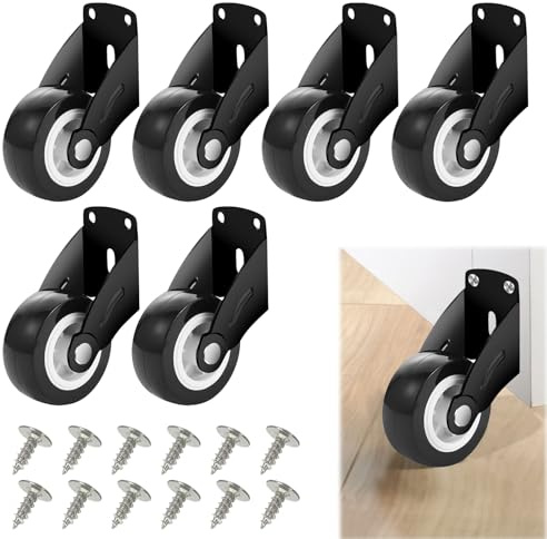 Lot de 6 roulettes de portail, pour charges lourdes, réglables, antidérapantes, montées sur le côté, avec 12 vis, pour portails lourds, portails de jardin et portes en bois