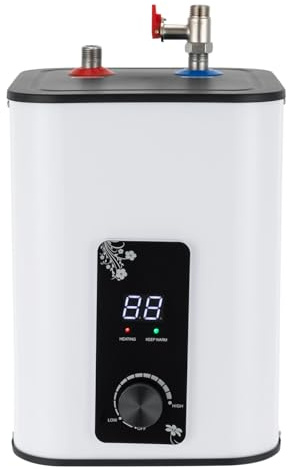 Mini scaldabagno elettrico da 1500W, scaldabagno sottolavello con display LED regolatore di temperatura 0-65℃ resistente alla pressione cucina scaldabagno elettrico (bianco nero, /)
