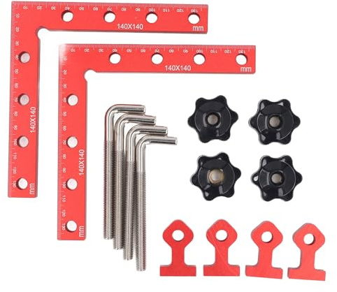 Candeon 2 juegos de abrazaderas de gabinete de ángulo recto de 90 grados de ubicación cuadrada para carpintería en forma de L para fabricación de muebles 140x140mm