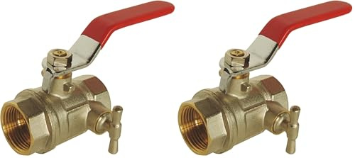 SOMATHERM FOR YOU, Vanne à sphère à purge double femelle 15/21, poignée plate réversible, passage intégral pour débit optimal, étanchéité renforcée, idéale pour eau chaude/froide (Lot de 2)