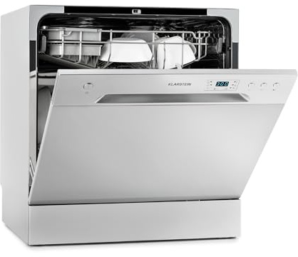 Klarstein Table Top Dishwasher, 8 Place Setting Mini Dishwasher, Quiet Operation Countertop Dishwasher w/ 6 Washing Programs, Compact Tabletop Dishwasher, Easy To Install Homes/Office Small Dishwasher