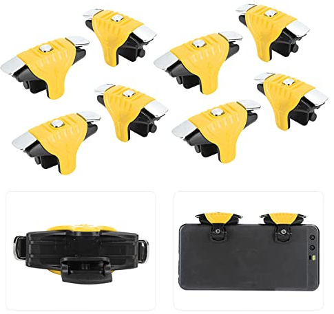 EIMSOAH Metal Game Button High Sensitivity Controller för PUBG, 8 St F1 Mobile Trigger Gamepad för Gamer Gul/Röd/Svart 2,0x1,2x0,4tum (Gul)