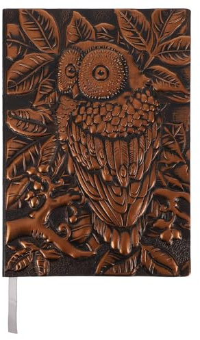 HEMOTON Álbum de Recortes Vintage A5 Tapa Dura Búho, Cuaderno para Escritura y Diario Elegante de Piel y Papel para Poesía y Journaling
