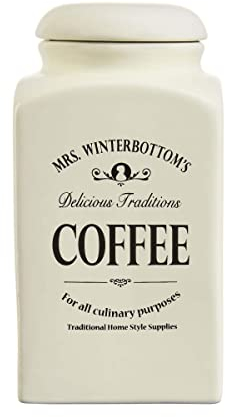 BUTLERS Kaffeedose 1,3 l -MRS. WINTERBOTTOM'S- Kaffeebehälter, Keramikdose mit Deckel im Landhausstil, Küchenzubehör für Küchenorganisation und Aufbewahrung von Kaffeebohnen und Kaffeepads
