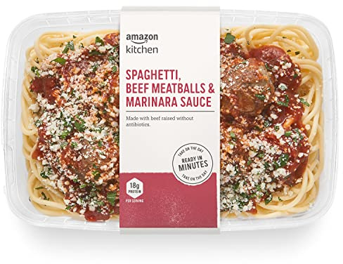 Amazon Kitchen, Spaghetti, Beef Meatballs & Marinara Sauce, Single Serve Meal, 14 oz