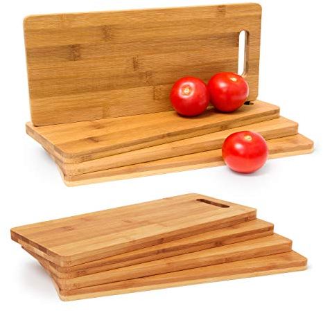 Relaxdays Set da 8 Taglieri in bambù per la Cucina, Vassoi, Tavolette per Servire Formaggi e Salumi, Naturale