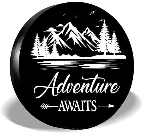 FINGERINSPIRE Adventure Trip Universal Spare Wheel Tire Cover Waterproof Dust-proof Tire Covers Tire Protector for RV Travel Trailer Camper Truck SUV Motorhome（15 Fit 70-75cm Tire Diameter）